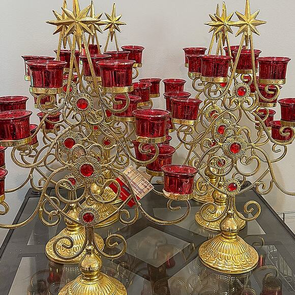 Ashland 21" Red & Gold 6-Votive Candle Holder Decor for Christmas Special Events - Picture 12 of 13
